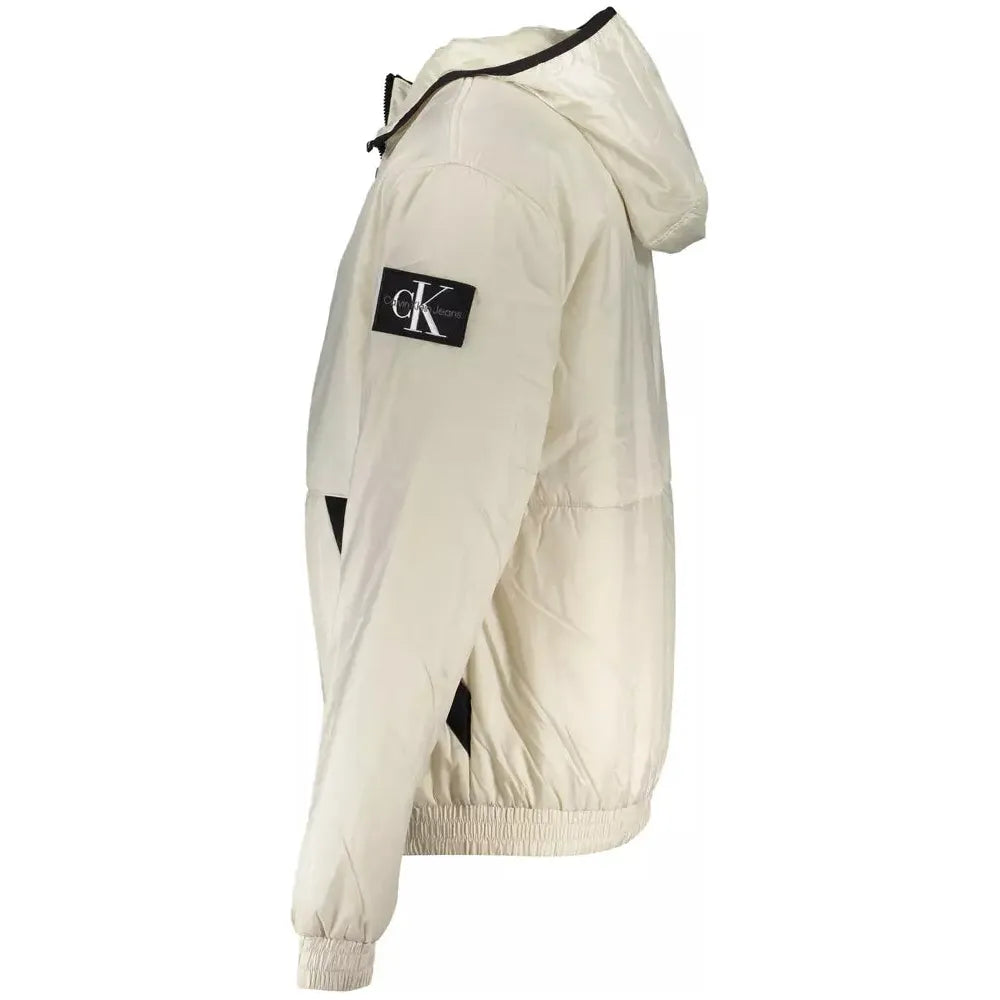 Calvin Klein Chic Beige Hooded Jacket with Contrasting Details Calvin Klein