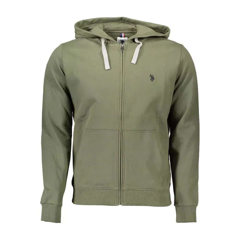 U.S. POLO ASSN. Chic Green Hooded Zip-Up Cotton Sweatshirt U.S. POLO ASSN.