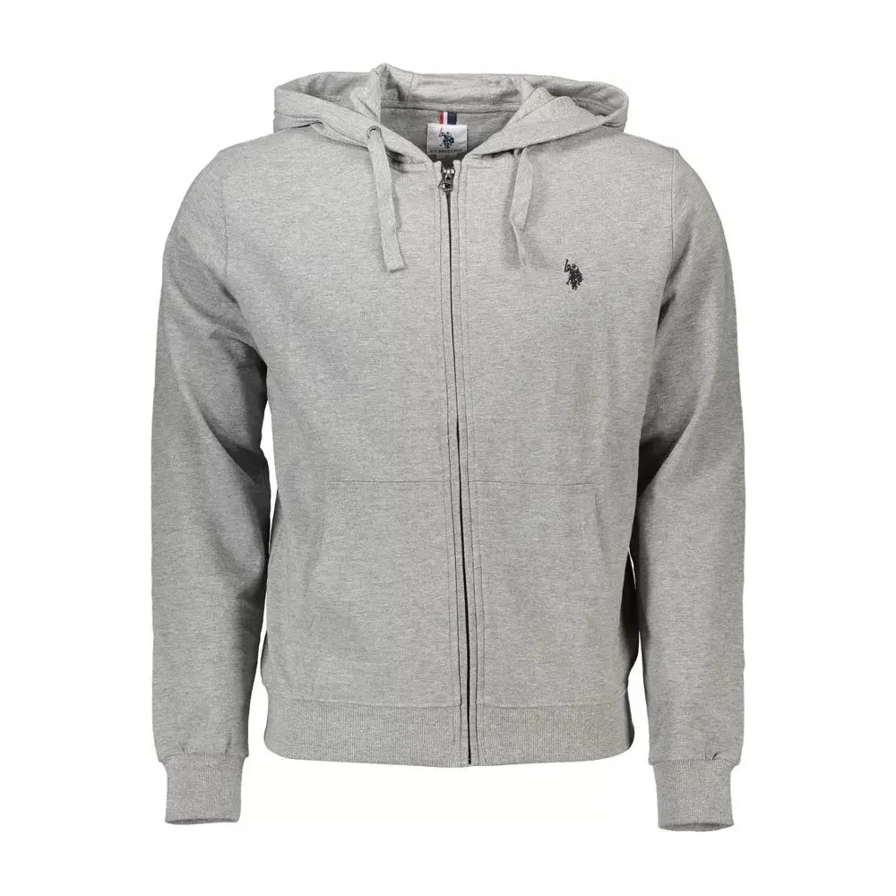 U.S. POLO ASSN. Elegant Gray Cotton Hooded Zip Sweater U.S. POLO ASSN.