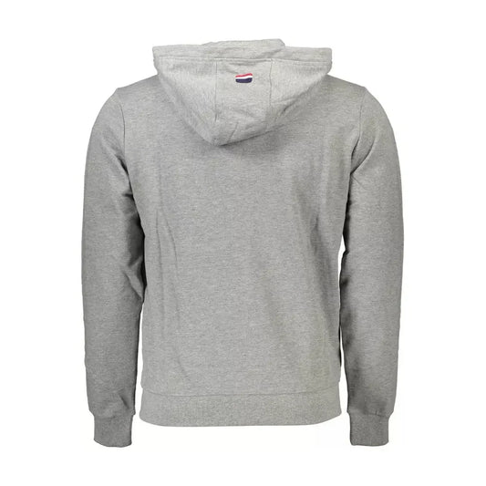 U.S. POLO ASSN. Elegant Gray Cotton Hooded Zip Sweater U.S. POLO ASSN.