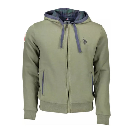 U.S. POLO ASSN. Chic Green Hooded Zip Sweatshirt with Embroidery U.S. POLO ASSN.