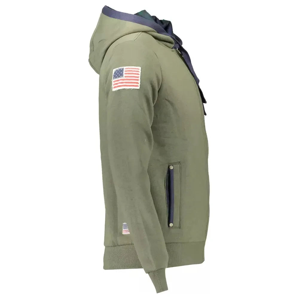 U.S. POLO ASSN. Chic Green Hooded Zip Sweatshirt with Embroidery U.S. POLO ASSN.