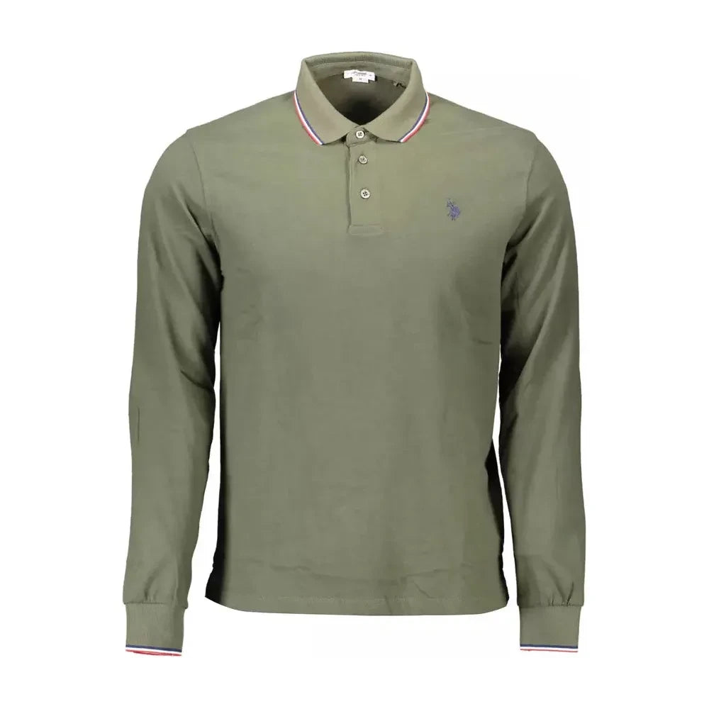 U.S. POLO ASSN. Chic Green Cotton Polo with Contrasting Details U.S. POLO ASSN.