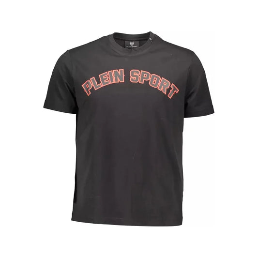 Plein Sport Sleek Black Cotton T-Shirt with Iconic Prints Plein Sport