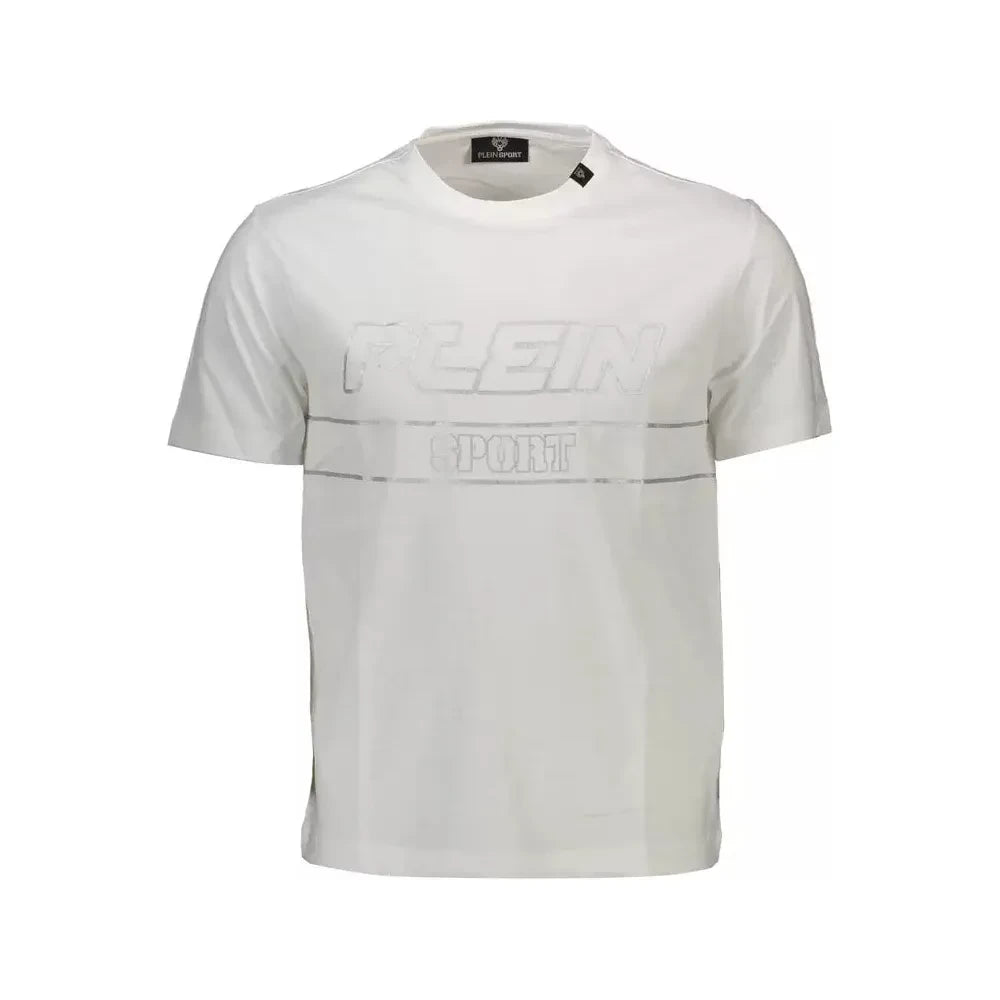 Plein Sport Pristine White Cotton Tee with Bold Accents Plein Sport