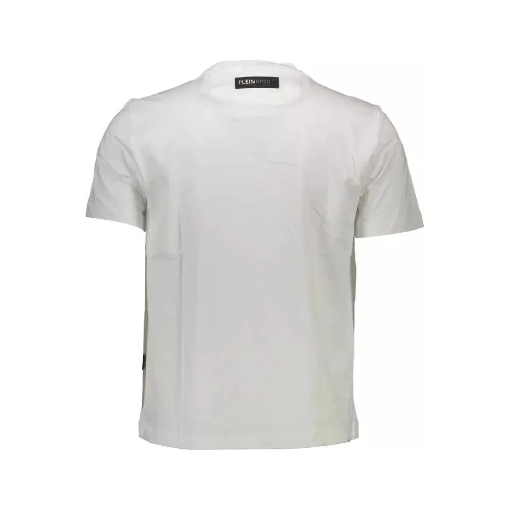 Plein Sport Pristine White Cotton Tee with Bold Accents Plein Sport