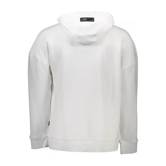 Plein Sport Sleek White Hooded Sweatshirt with Contrasting Accents Plein Sport