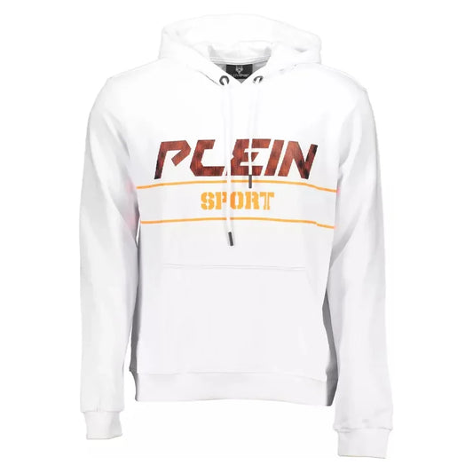 Plein Sport Chic White Hooded Cotton Sweatshirt with Logo Plein Sport