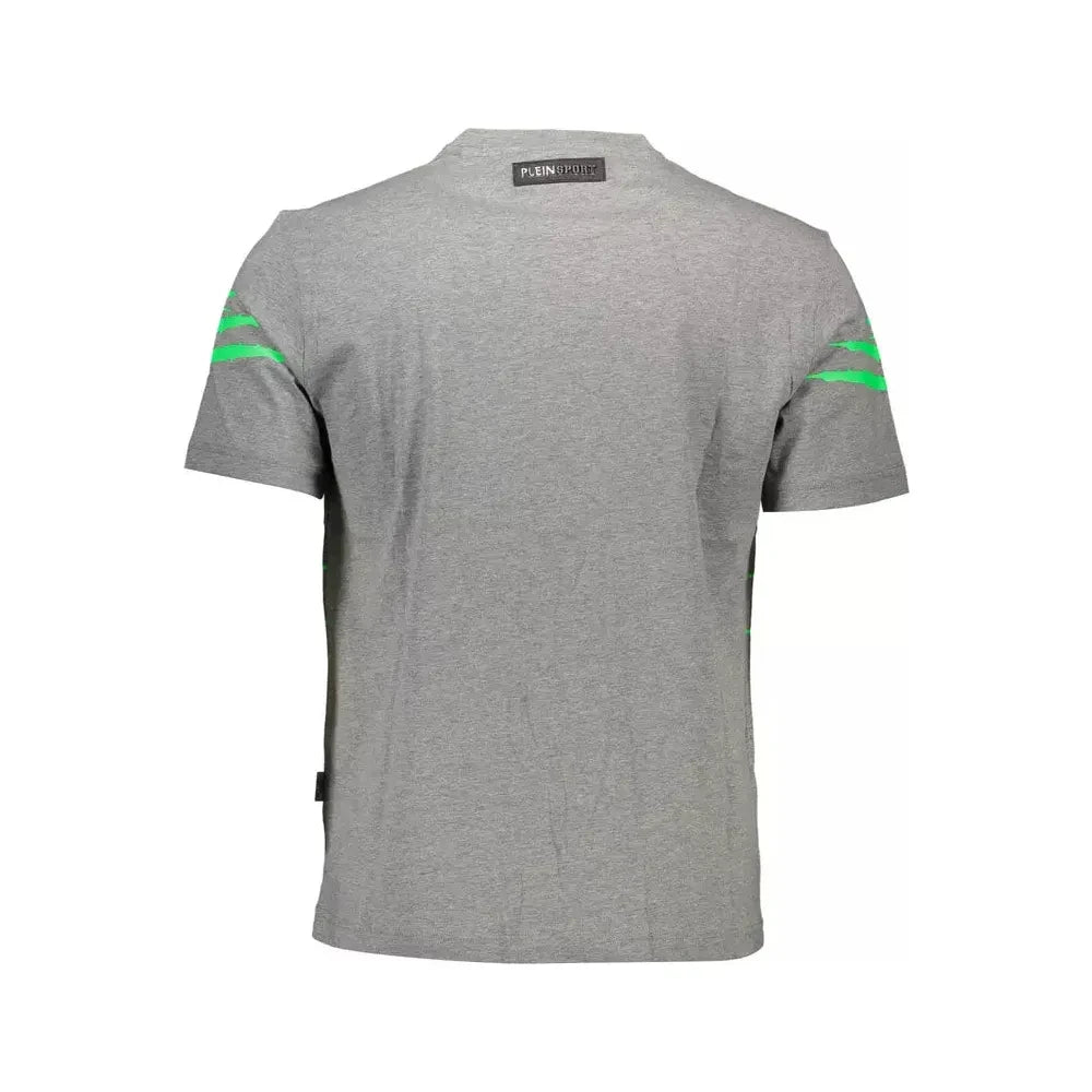 Plein Sport Sleek Gray Crew Neck Designer Tee Plein Sport