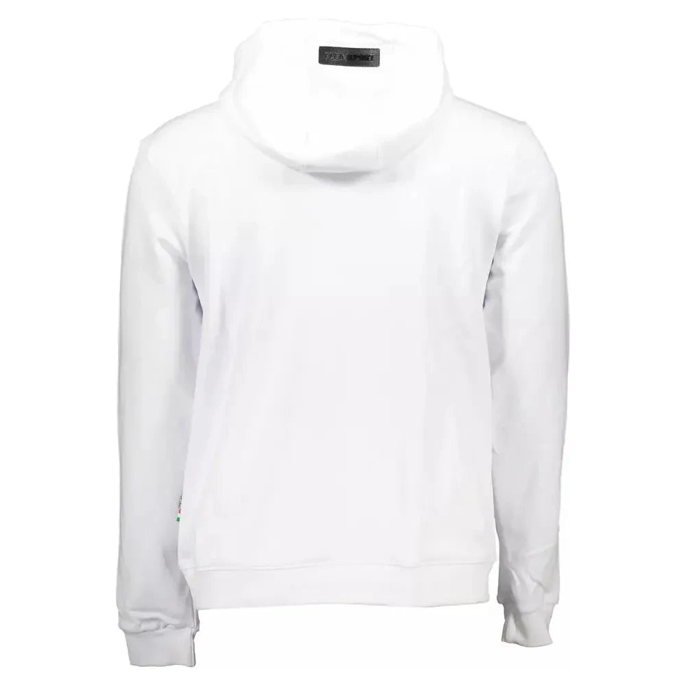 Plein Sport Chic White Hooded Cotton Sweatshirt with Logo Plein Sport