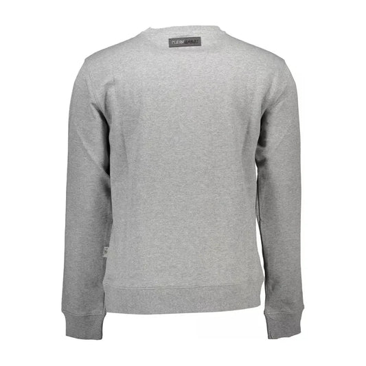 Plein Sport Sleek Gray Long-Sleeve Sweatshirt with Logo Plein Sport