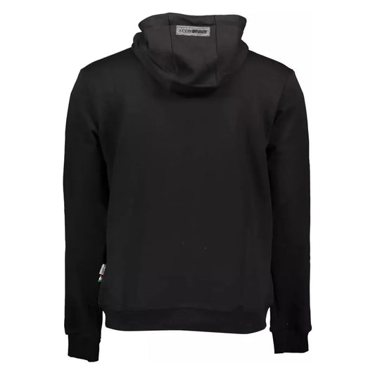 Plein Sport Sleek Black Hooded Sweatshirt with Bold Accents Plein Sport