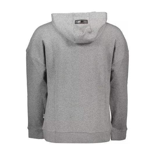 Plein Sport Chic Gray Long-Sleeved Hooded Sweatshirt Plein Sport