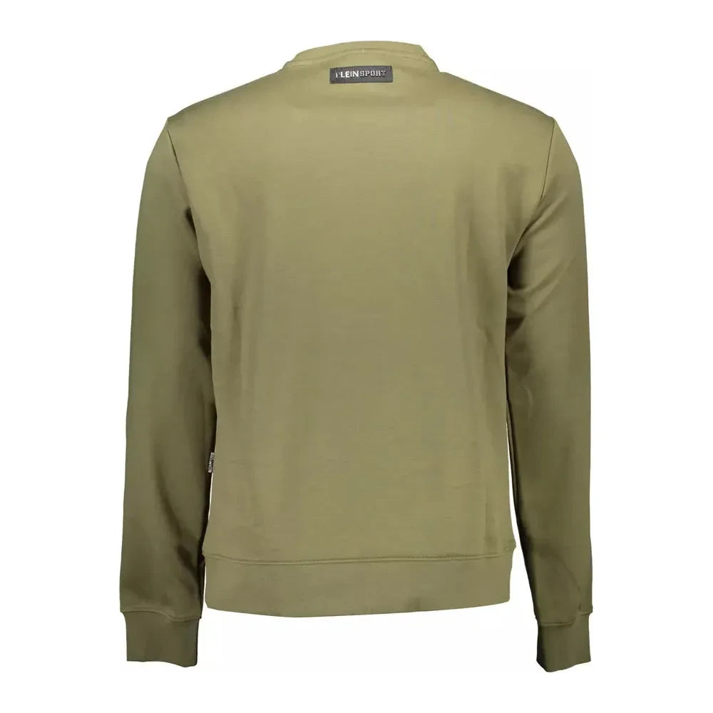 Plein Sport Green Cotton Blend Logo Sweatshirt Plein Sport