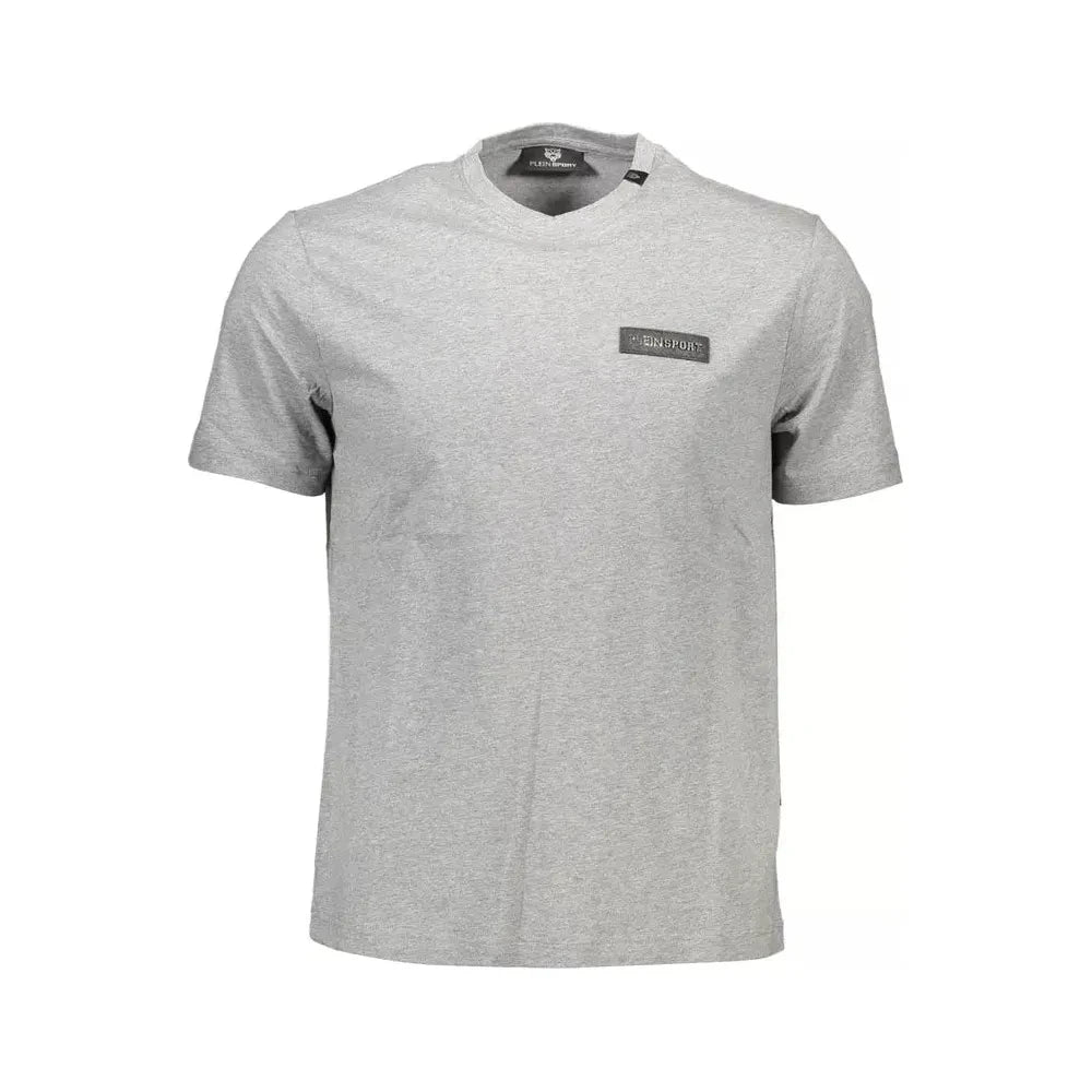 Plein Sport Sleek Gray Crewneck Tee with Bold Back Print Plein Sport