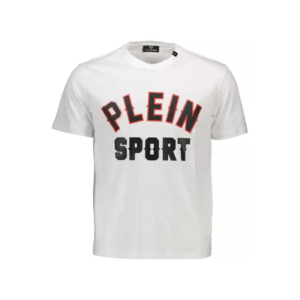 Plein Sport Sleek White Crew Neck Tee with Contrasting Accents Plein Sport