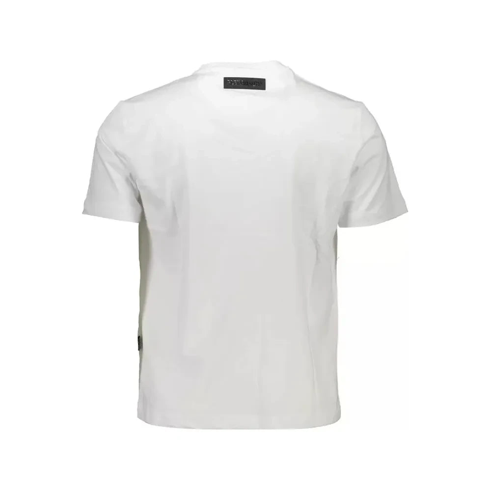 Plein Sport Sleek White Crew Neck Tee with Contrasting Accents Plein Sport