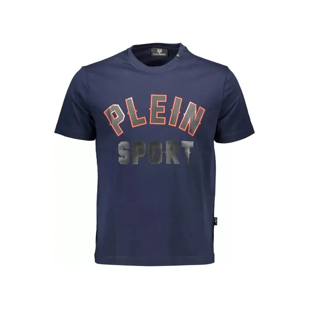 Plein Sport Athletic Blue Crew Neck Tee with Logo Detail Plein Sport