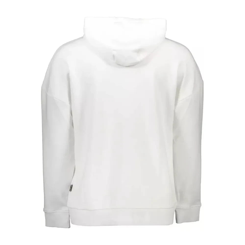 Plein Sport Sleek White Hooded Sweatshirt with Bold Prints Plein Sport