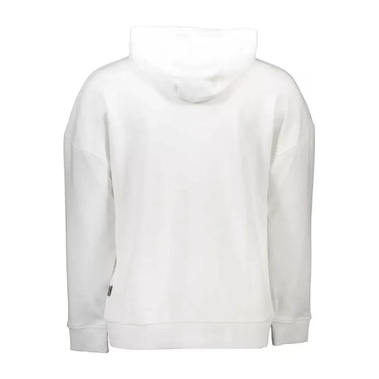 Plein Sport Sleek White Hooded Sweatshirt with Bold Prints Plein Sport