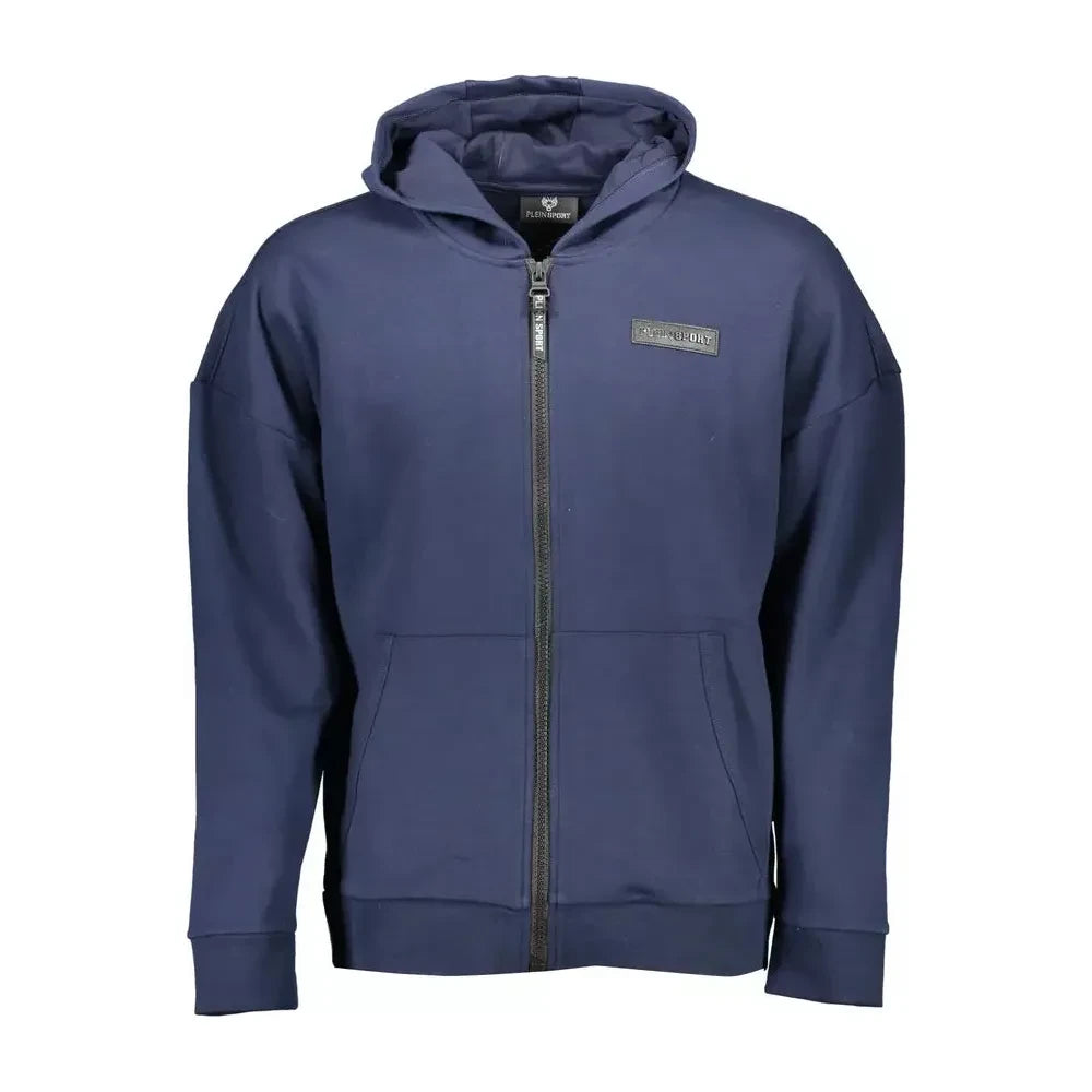 Plein Sport Chic Blue Hooded Sweatshirt with Contrasting Details Plein Sport