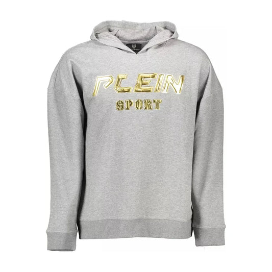 Plein Sport Sleek Gray Hooded Sweatshirt with Contrasting Details Plein Sport