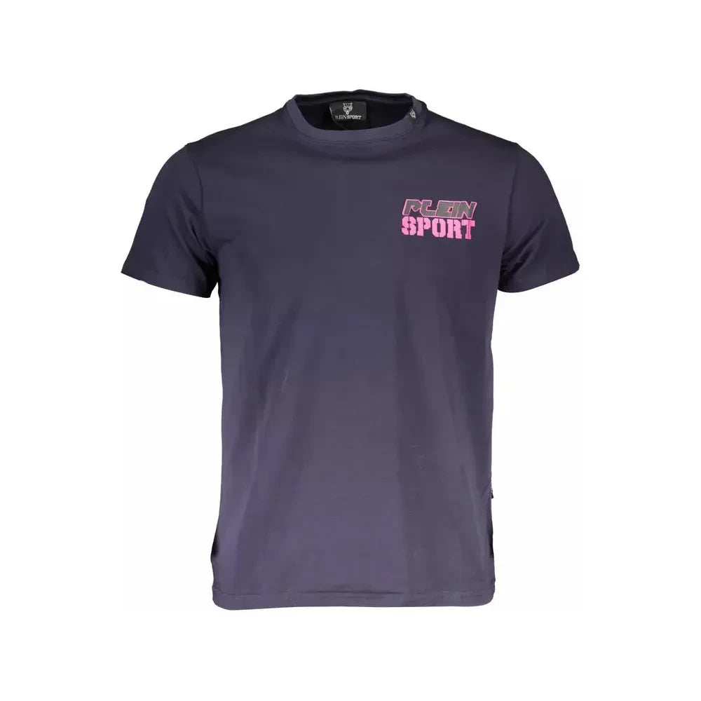 Plein Sport Electric Blue Cotton Tee with Edgy Print Plein Sport