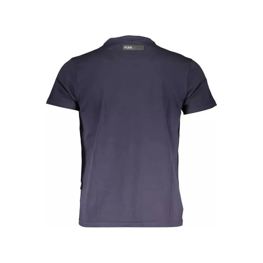 Plein Sport Electric Blue Cotton Tee with Edgy Print Plein Sport