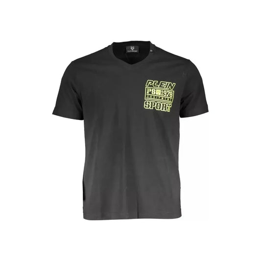 Plein Sport Exclusive V-Neck Logo Tee in Black Plein Sport