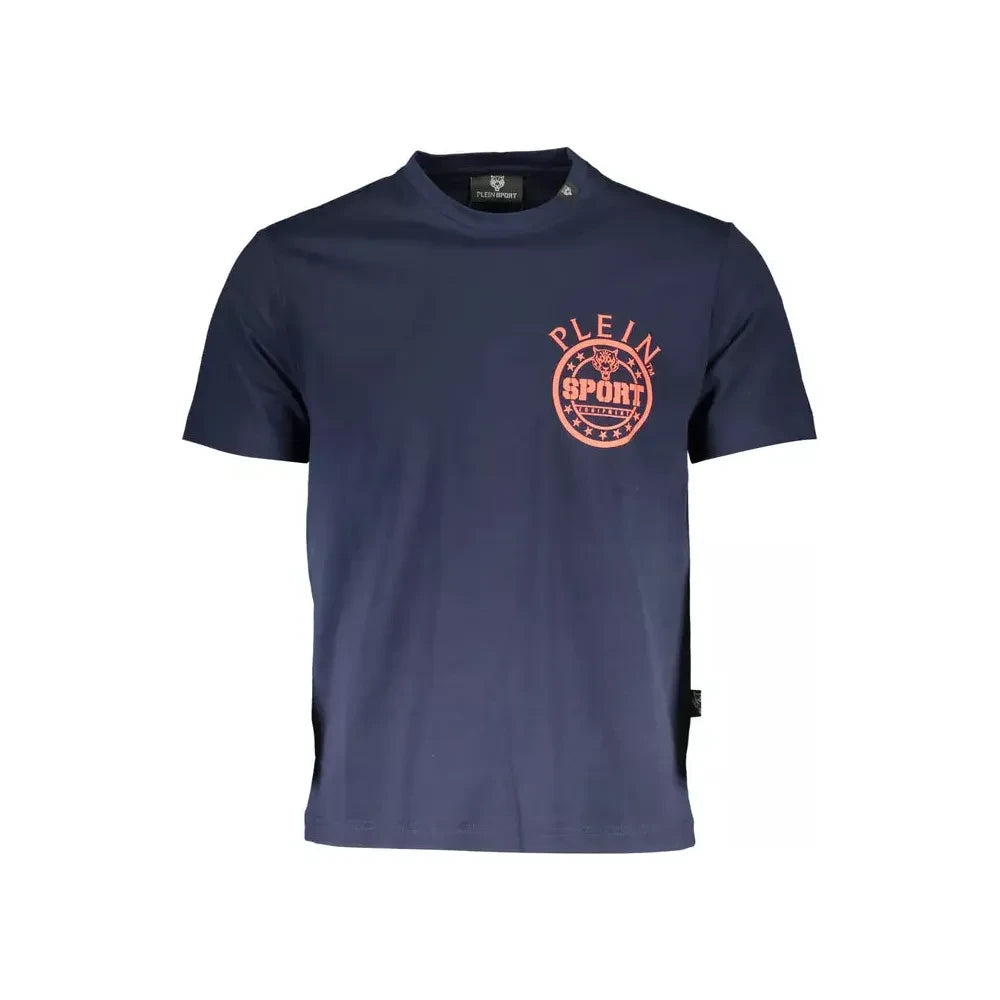 Plein Sport Sleek Blue Cotton Tee with Iconic Print Plein Sport