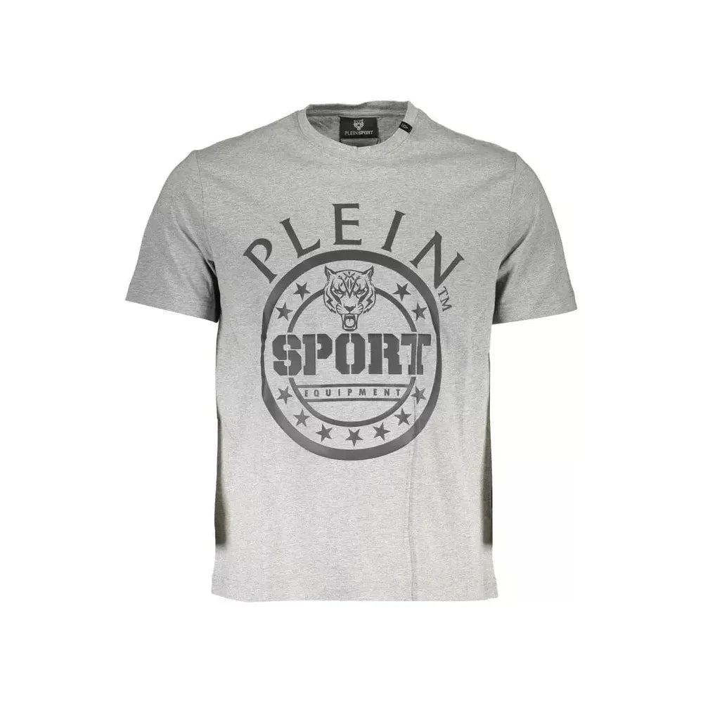 Plein Sport Athletic Gray Cotton Crew Neck Tee Plein Sport