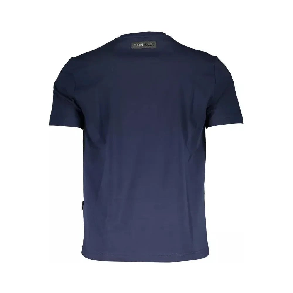 Plein Sport Chic Blue Crew Neck Tee with Print Detail Plein Sport