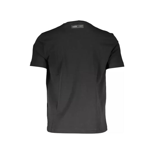 Plein Sport Sleek Black Cotton Crew Neck Tee with Logo Print Plein Sport