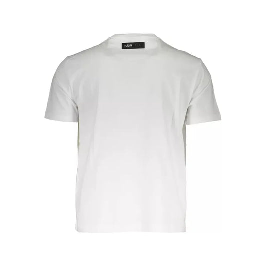 Plein Sport Crisp White Cotton Crew Neck Tee With Bold Print Plein Sport