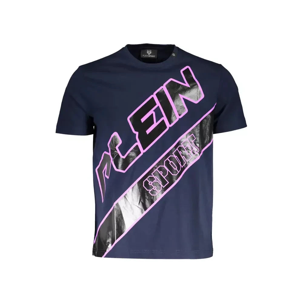 Plein Sport Crew Neck Logo Print Tee in Bold Blue Plein Sport