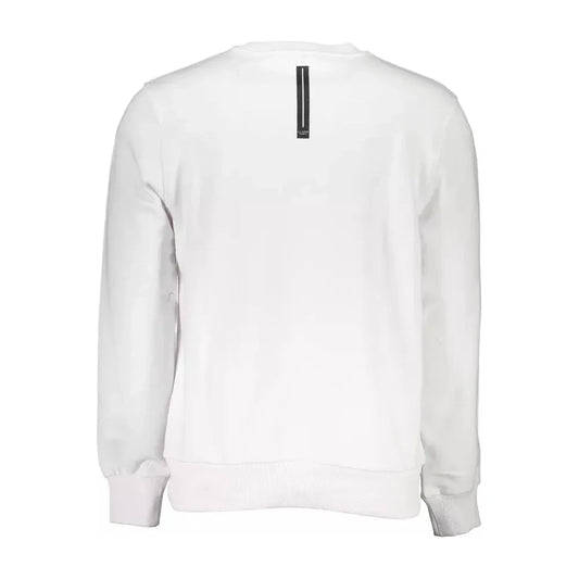 Cavalli Class Chic White Cotton Round Neck Sweater Cavalli Class