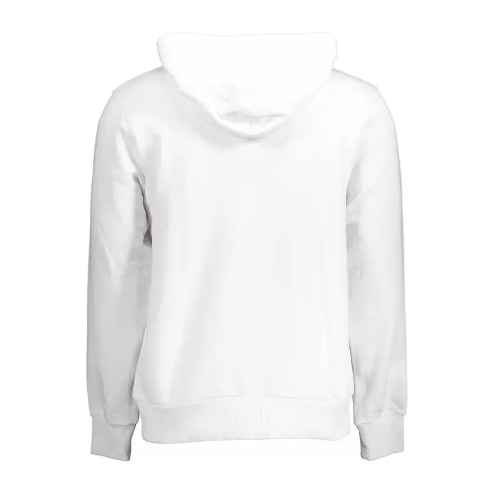 Cavalli Class Classy White Hooded Cotton Sweatshirt Cavalli Class