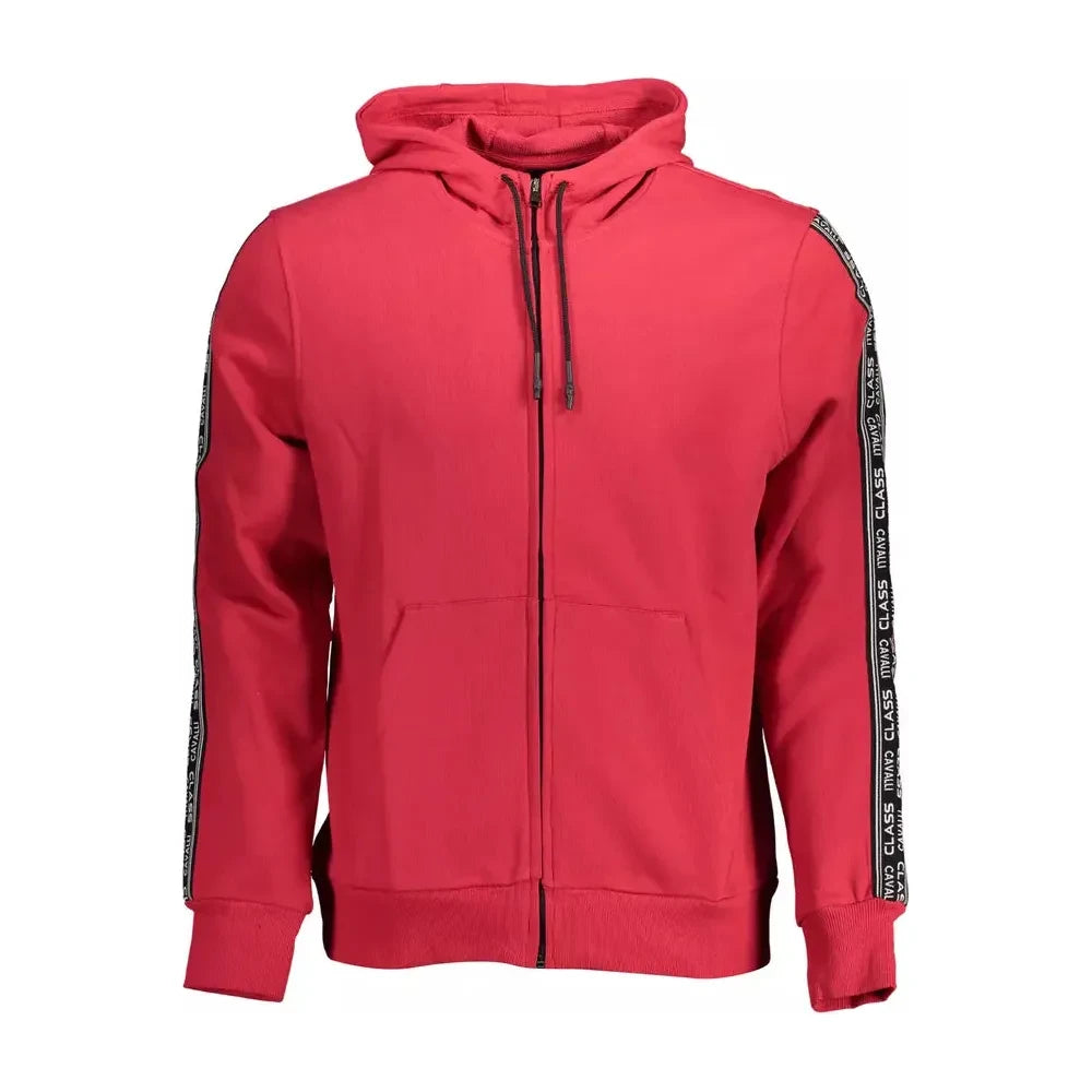 Cavalli Class Chic Pink Hooded Sweatshirt with Contrasting Details Cavalli Class