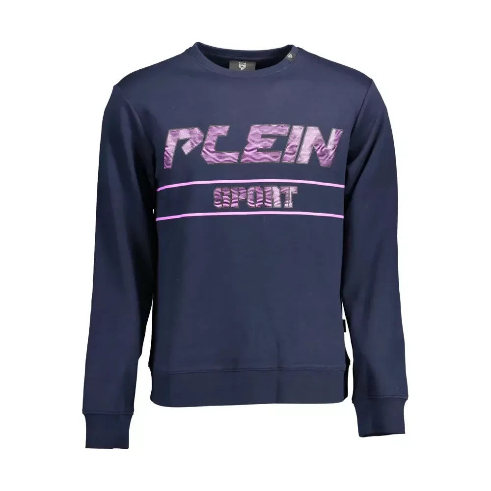 Plein Sport Sleek Blue Athletic Sweatshirt with Logo Detail Plein Sport