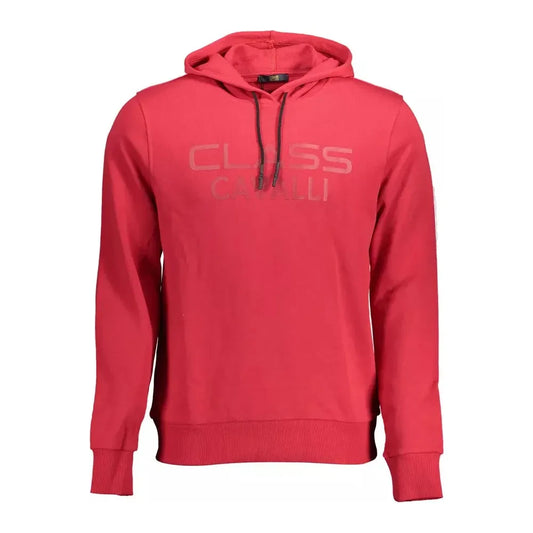 Cavalli Class Pink Cotton Hooded Sweatshirt with Logo Print Cavalli Class