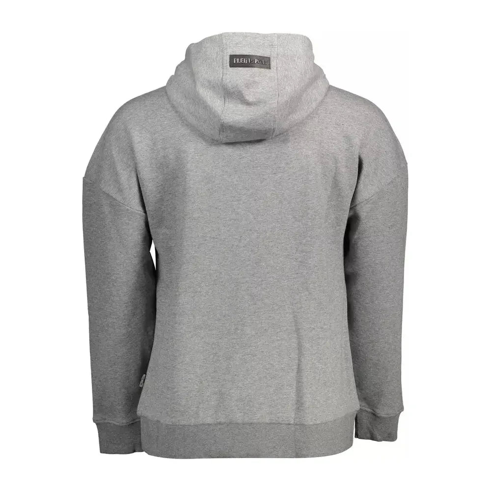 Plein Sport Sleek Gray Hooded Sweatshirt with Bold Accents Plein Sport