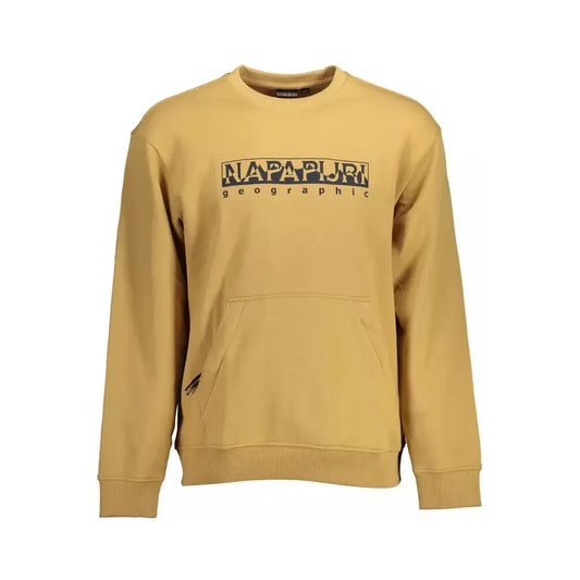 Napapijri Beige Cotton Sweatshirt with Central Zip Pocket Napapijri