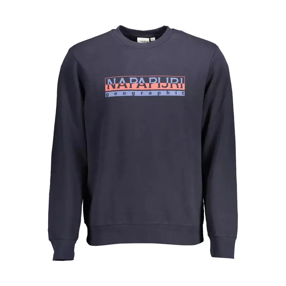 Napapijri Blue Cotton Logo Print Sweatshirt Napapijri