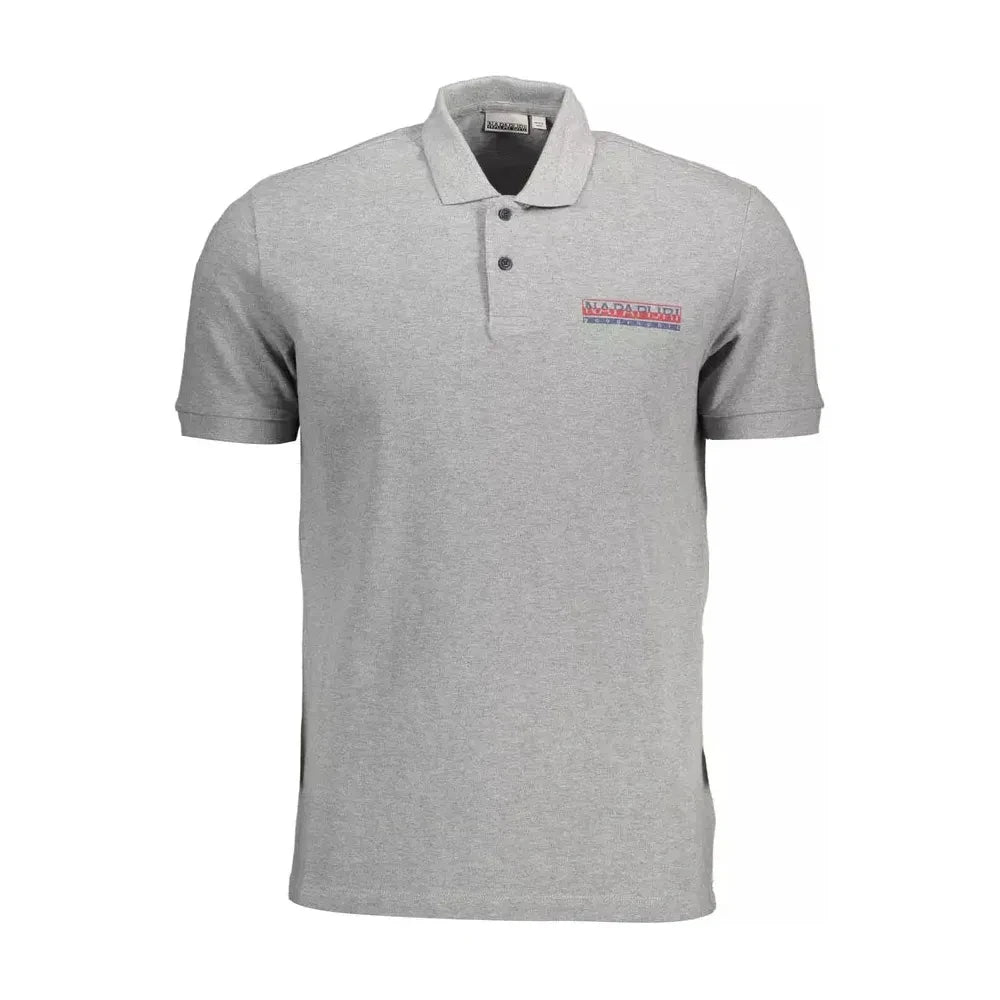 Napapijri Gray Cotton Men Polo Shirt