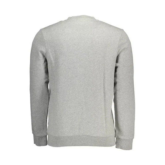 Napapijri Chic Gray Cotton Sweatshirt with Logo Print Napapijri