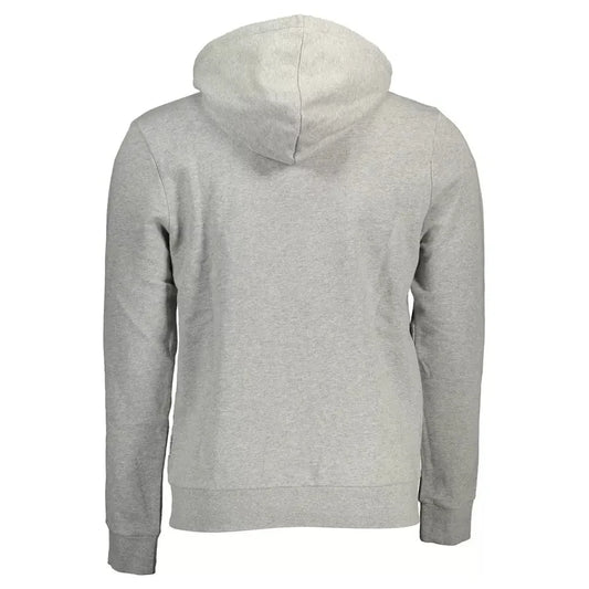 Napapijri Chic Gray Hooded Sweatshirt with Zip Pocket Napapijri