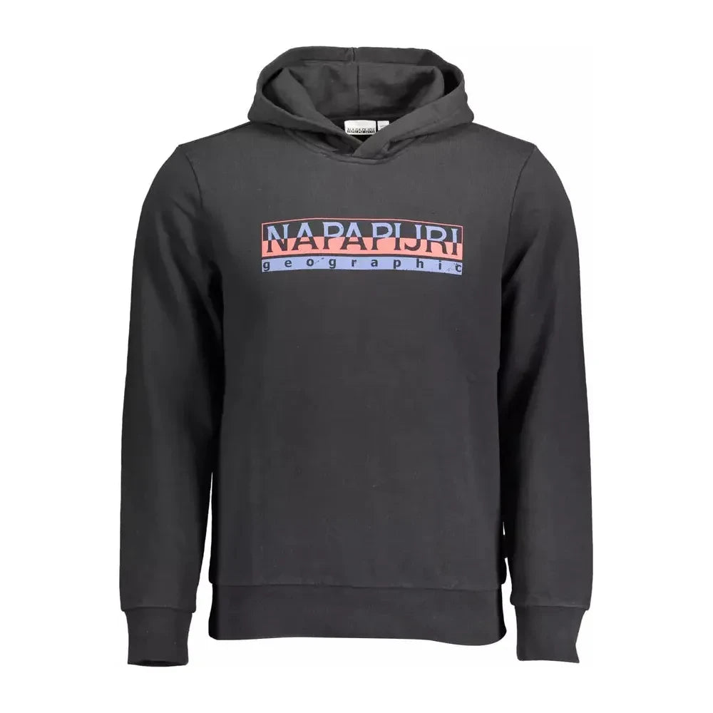 Napapijri Sleek Black Hooded Cotton Sweatshirt Napapijri