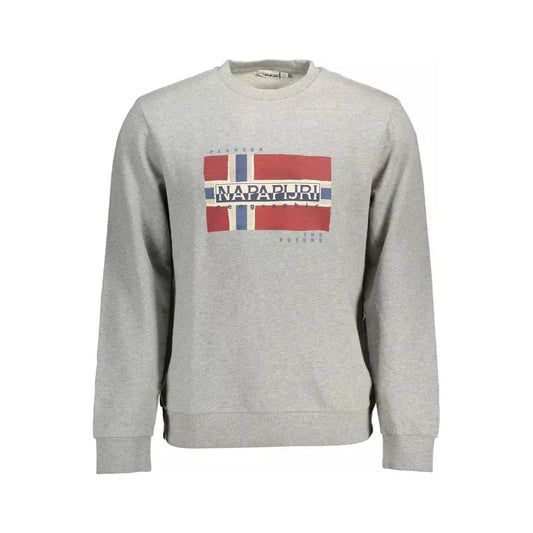 Napapijri Chic Grey Cotton Sweatshirt with Iconic Print Napapijri