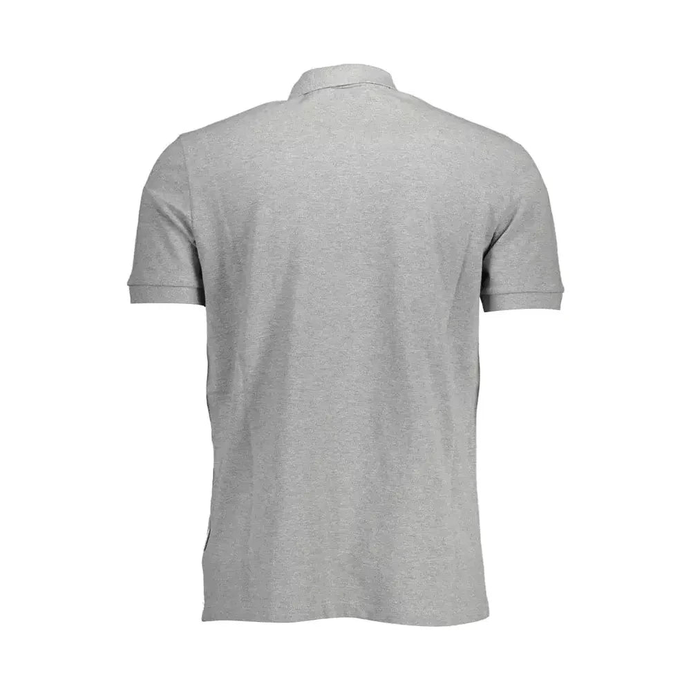 Napapijri Sleek Gray Cotton Polo with Signature Print Napapijri