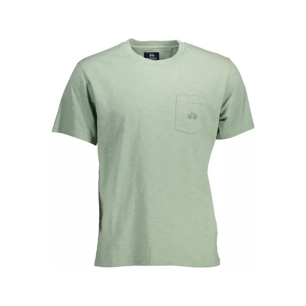 La Martina Chic Embroidered Green Tee with Pocket La Martina